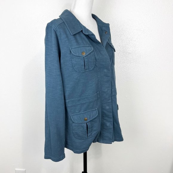 Cabela's Sweater Women Large Blue Button Up Utility Jacket Cotton Work Outdoor - Picture 3 of 11